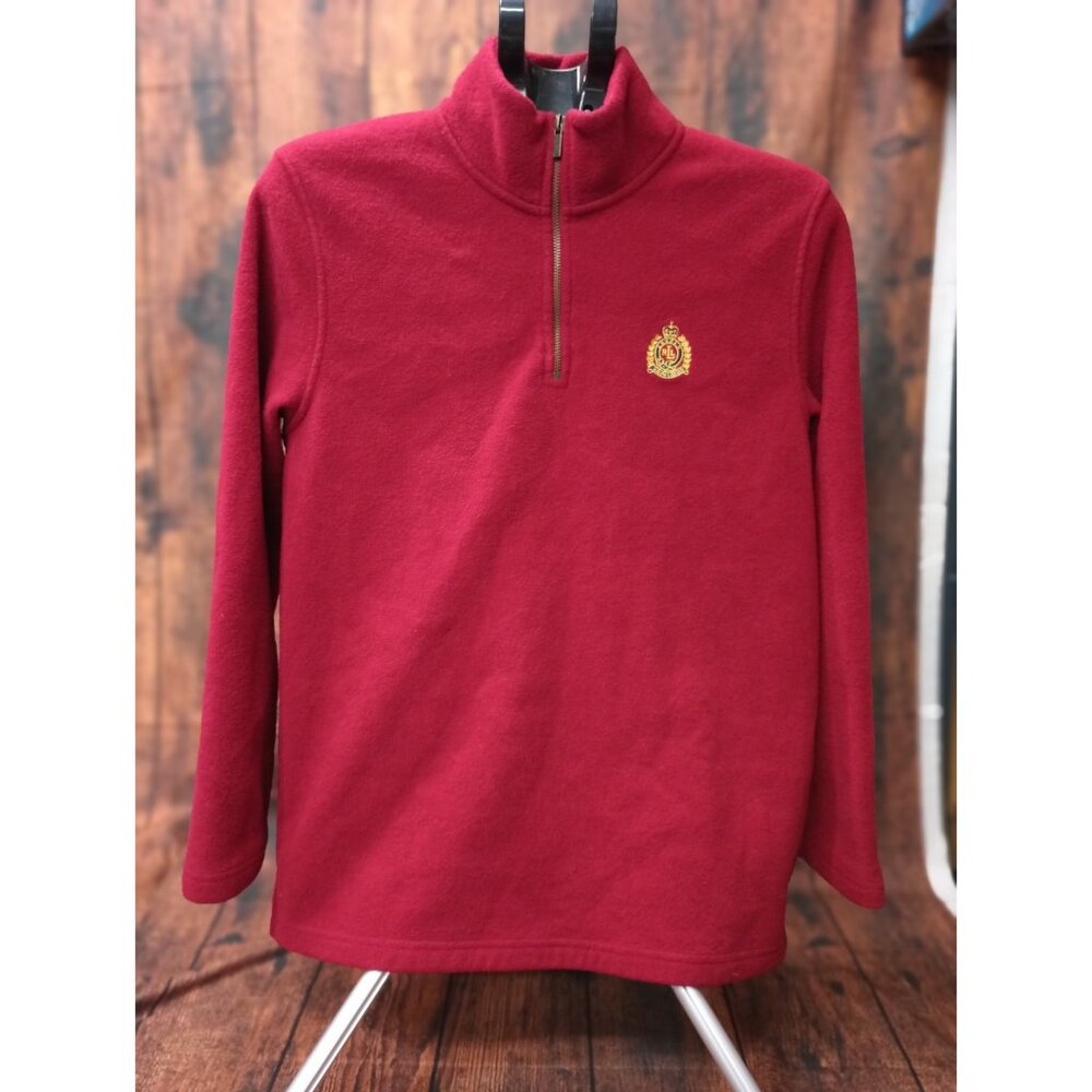 Lauren Ralph Lauren L Fleece Pullover Sweater Half Zip Red Crest 1/4 Zip Vtg